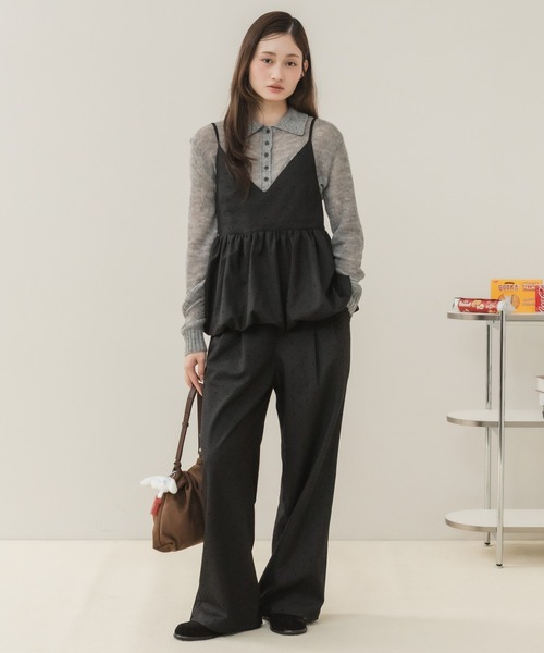 HEILIS(ヘイリス)の「ドット柄イージースラックス/イージースラックス スラックス ワイドパンツ ドットパンツ ドット柄パンツ 水玉 ロングパンツ イージーパンツ ワイドスラックス ストレートパンツ 韓国ファッション カジュアル レディライク オフィスカジュアル デイリー 秋服 冬服 グレー ブラック(スラックス・レディース・ブラック/グレー・FREE)」の19枚目の写真