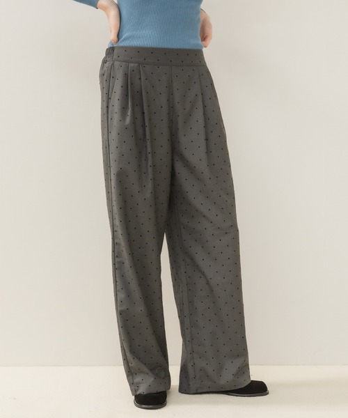 HEILIS(ヘイリス)の「ドット柄イージースラックス/イージースラックス スラックス ワイドパンツ ドットパンツ ドット柄パンツ 水玉 ロングパンツ イージーパンツ ワイドスラックス ストレートパンツ 韓国ファッション カジュアル レディライク オフィスカジュアル デイリー 秋服 冬服 グレー ブラック(スラックス・レディース・ブラック/グレー・FREE)」の8枚目の写真