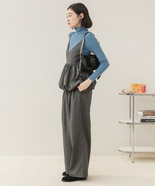 HEILIS(ヘイリス)の「ドット柄イージースラックス/イージースラックス スラックス ワイドパンツ ドットパンツ ドット柄パンツ 水玉 ロングパンツ イージーパンツ ワイドスラックス ストレートパンツ 韓国ファッション カジュアル レディライク オフィスカジュアル デイリー 秋服 冬服 グレー ブラック(スラックス・レディース・ブラック/グレー・FREE)」の5枚目の写真