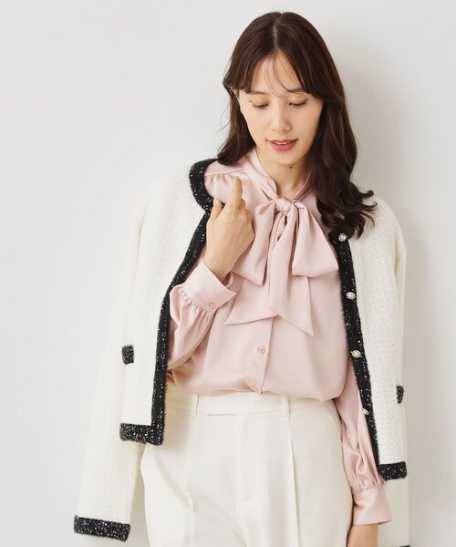 COUP DE CHANCE（クードシャンス）の「シルク調リボンブラウス（シャツ/ブラウス・レディース・ピンク/ホワイト・36/38/40/34）」の9枚目の写真