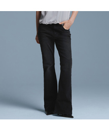 Curved washing denim pants