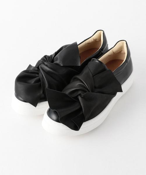 Design Manifattura（デザイン マニファトゥーラ）の「Design Manifatturaリボンスリッポン/DESIGN/M RBN SLP30（スリッポン・レディース・ブラック/ホワイト・36/37/38）」の2枚目の写真