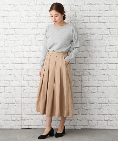 LEPSIM（レプシィム）の「タフタフレアタックスカート　740647（スカート・レディース・ベージュ/ブラック・LARGE/MEDIUM）」の4枚目の写真