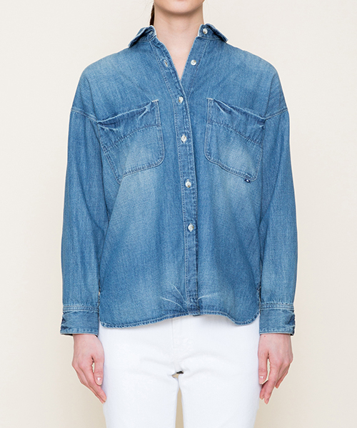 Moname(モナーム)の「■Moname デニムビッグシャツ DENIM BIG SHIRTS(デニムビックシャツ)/41171062(シャツ/ブラウス・レディース・ライトインディゴブルー/ブルー・SMALL/MEDIUM)」の1枚目の写真