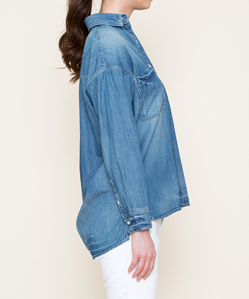 Moname(モナーム)の「■Moname デニムビッグシャツ DENIM BIG SHIRTS(デニムビックシャツ)/41171062(シャツ/ブラウス・レディース・ライトインディゴブルー/ブルー・SMALL/MEDIUM)」の14枚目の写真
