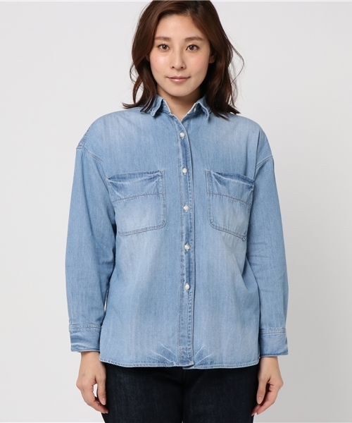 Moname(モナーム)の「■Moname デニムビッグシャツ DENIM BIG SHIRTS(デニムビックシャツ)/41171062(シャツ/ブラウス・レディース・ライトインディゴブルー/ブルー・SMALL/MEDIUM)」の3枚目の写真