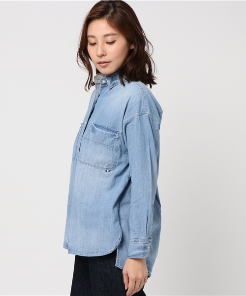 Moname(モナーム)の「■Moname デニムビッグシャツ DENIM BIG SHIRTS(デニムビックシャツ)/41171062(シャツ/ブラウス・レディース・ライトインディゴブルー/ブルー・SMALL/MEDIUM)」の4枚目の写真