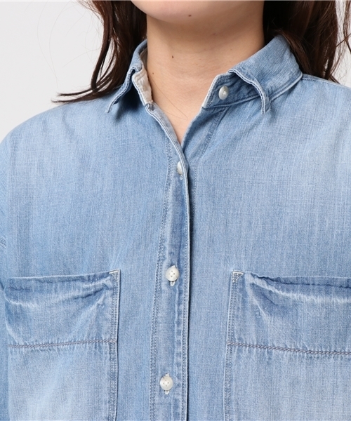 Moname(モナーム)の「■Moname デニムビッグシャツ DENIM BIG SHIRTS(デニムビックシャツ)/41171062(シャツ/ブラウス・レディース・ライトインディゴブルー/ブルー・SMALL/MEDIUM)」の6枚目の写真