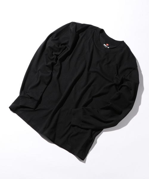 HANES（ヘインズ）の「【WEB限定】 [ヘインズ] SC★★ Hanes BEEFY ロングスリーブ TEE / カットソー（Tシャツ/カットソー・メンズ・ホワイト/ブラック/グレー/ネイビー・SMALL/MEDIUM/LARGE）」の2枚目の写真