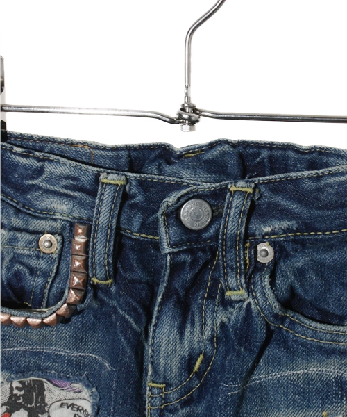 JOEY HYSTERIC（ジョーイヒステリック）の「CPR加工デニム ストレートPT（デニムパンツ・キッズ・インディゴブルー・SMALL/MEDIUM）」の3枚目の写真