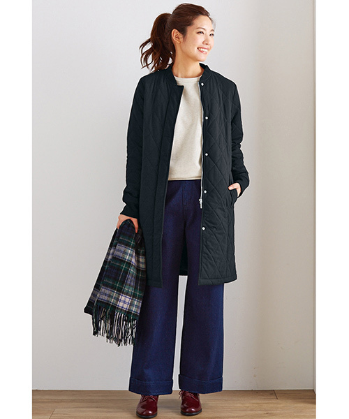 Live in comfort（リブインコンフォート）の「リブ　イン　コンフォート　ブルゾン感覚で軽やかに着られる　キルティングコート（その他アウター・レディース・杢グレー/ブラック・LARGE/SMALL/MEDIUM/X-LARGE/XX-LARGE）」の2枚目の写真