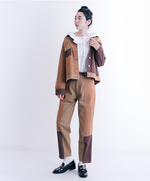 MERLOT（メルロー）の「パッチワークデニムジャケット001-3527（デニムジャケット・レディース・ブルー/ブラウン・FREE）」の12枚目の写真