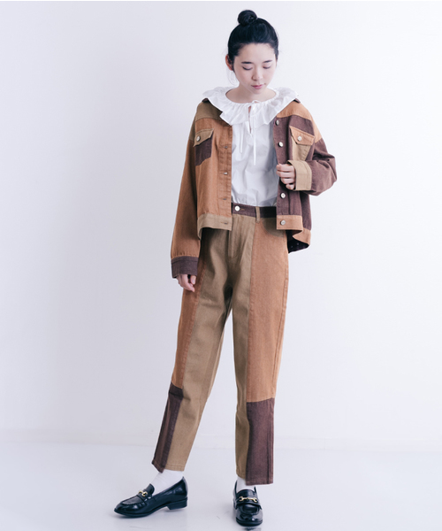 MERLOT（メルロー）の「パッチワークデニムジャケット001-3527（デニムジャケット・レディース・ブルー/ブラウン・FREE）」の13枚目の写真