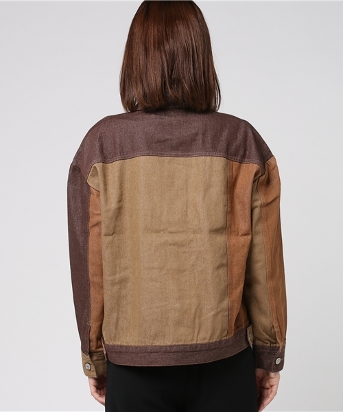 MERLOT（メルロー）の「パッチワークデニムジャケット001-3527（デニムジャケット・レディース・ブルー/ブラウン・FREE）」の6枚目の写真