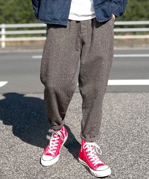 ワイド テーパード ツイード スラックス イージーパンツ デニム ウール