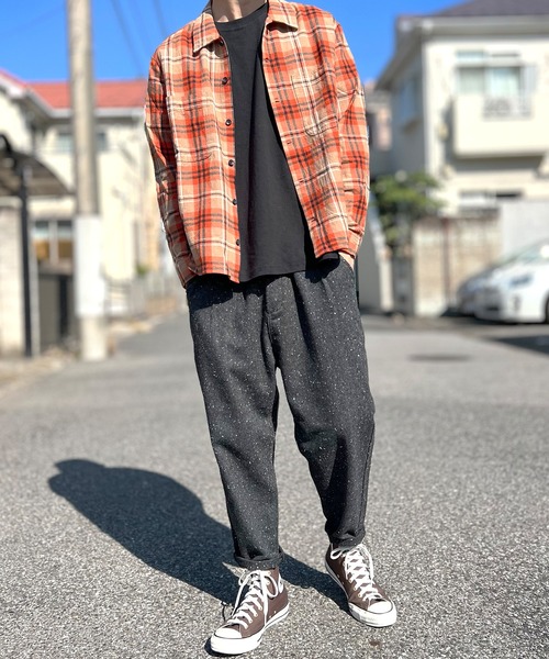 ワイド テーパード ツイード スラックス イージーパンツ デニム
