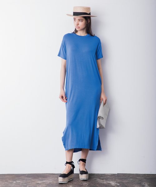 Emma Taylor(エマテイラー)の「【STYLEBAR】レーヨンTシャツロングワンピース(ワンピース)」|ブルー