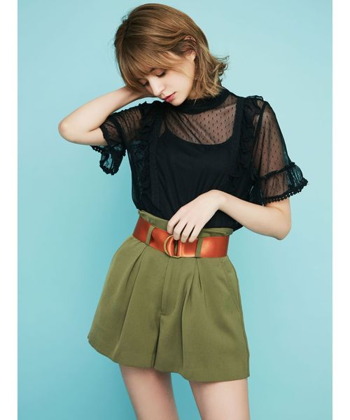 dazzlin(ダズリン)の「シアードットクラシカル半袖ブラウス(シャツ/ブラウス・レディース・オフホワイト/ブラック/パープル・FREE)」の12枚目の写真