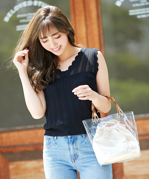 KOBE LETTUCE（コウベレタス）の「巾着付きバンブーハンドルクリアバッグ＊レディース/鞄/ハンドバッグ/PVC[B1174]神戸レタス（ハンドバッグ・レディース・クリア/グリーン/ブラウン/ブラック・FREE）」の13枚目の写真