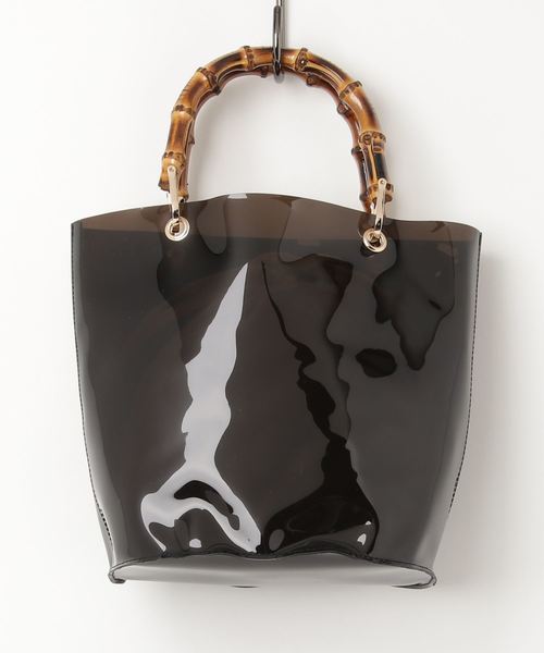 KOBE LETTUCE（コウベレタス）の「巾着付きバンブーハンドルクリアバッグ＊レディース/鞄/ハンドバッグ/PVC[B1174]神戸レタス（ハンドバッグ・レディース・クリア/グリーン/ブラウン/ブラック・FREE）」の2枚目の写真