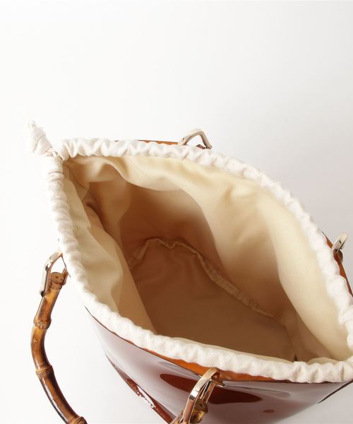 KOBE LETTUCE（コウベレタス）の「巾着付きバンブーハンドルクリアバッグ＊レディース/鞄/ハンドバッグ/PVC[B1174]神戸レタス（ハンドバッグ・レディース・クリア/グリーン/ブラウン/ブラック・FREE）」の7枚目の写真