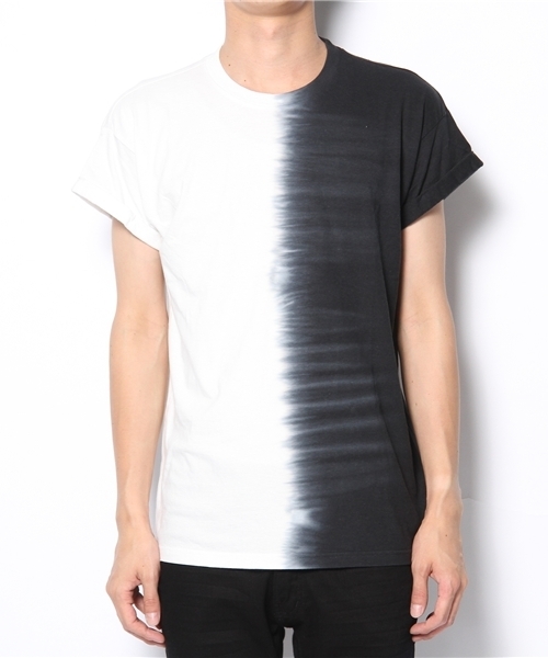TOPMAN（トップマン）の「BLACK HALF TIEDYE HIGH ROLL T-SHIRT（Tシャツ/カットソー・メンズ・ブラック・X-SMALL/M/L/S）」の7枚目の写真