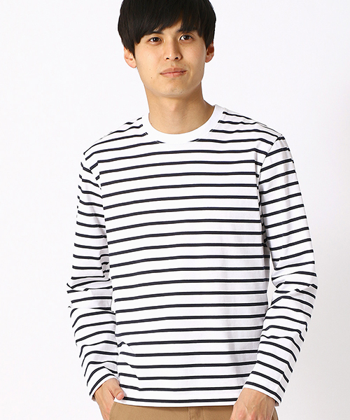COMME CA ISM(コムサイズム)の「ボーダーTシャツ(Tシャツ/カットソー・メンズ・ホワイト/ブラック/ネイビー/グリーン・MEDIUM/LARGE/X-LARGE)」の1枚目の写真