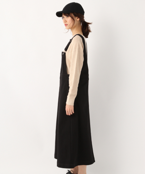 GLOBAL WORK(グローバルワーク)の「コットンツイルジャンスカ/821123(ジャンパースカート・レディース・ベージュ/ブラック/オフホワイト・FREE)」の7枚目の写真