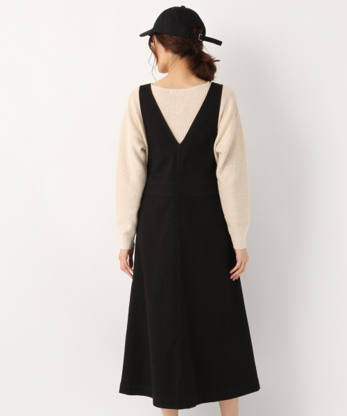 GLOBAL WORK(グローバルワーク)の「コットンツイルジャンスカ/821123(ジャンパースカート・レディース・ベージュ/ブラック/オフホワイト・FREE)」の8枚目の写真