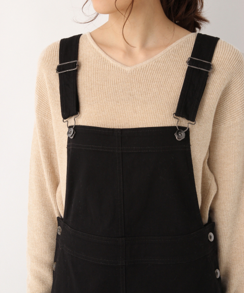 GLOBAL WORK(グローバルワーク)の「コットンツイルジャンスカ/821123(ジャンパースカート・レディース・ベージュ/ブラック/オフホワイト・FREE)」の9枚目の写真