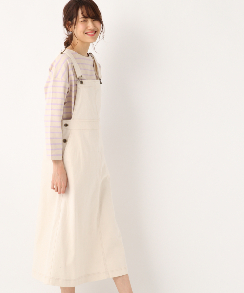 GLOBAL WORK(グローバルワーク)の「コットンツイルジャンスカ/821123(ジャンパースカート・レディース・ベージュ/ブラック/オフホワイト・FREE)」の16枚目の写真