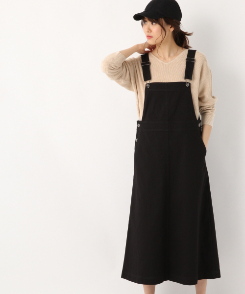GLOBAL WORK(グローバルワーク)の「コットンツイルジャンスカ/821123(ジャンパースカート・レディース・ベージュ/ブラック/オフホワイト・FREE)」の15枚目の写真