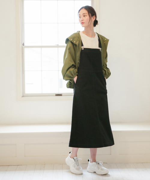 GLOBAL WORK(グローバルワーク)の「コットンツイルジャンスカ/821123(ジャンパースカート・レディース・ベージュ/ブラック/オフホワイト・FREE)」の17枚目の写真