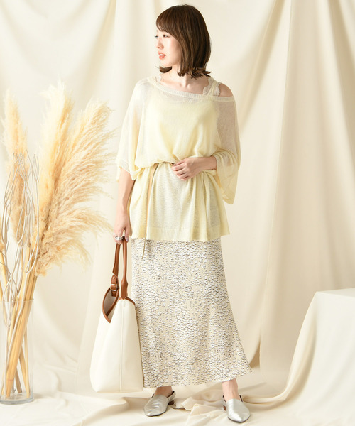 DouDou（ドゥドゥ）の「麻混ニットポンチョ（ニット/セーター・レディース・ベージュ/オフホワイト/カーキ・FREE）」の8枚目の写真