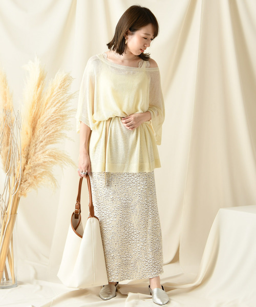 DouDou（ドゥドゥ）の「麻混ニットポンチョ（ニット/セーター・レディース・ベージュ/オフホワイト/カーキ・FREE）」の9枚目の写真