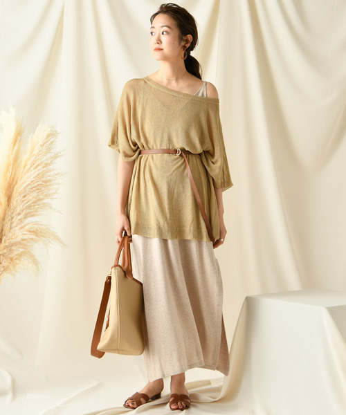 DouDou（ドゥドゥ）の「麻混ニットポンチョ（ニット/セーター・レディース・ベージュ/オフホワイト/カーキ・FREE）」の14枚目の写真