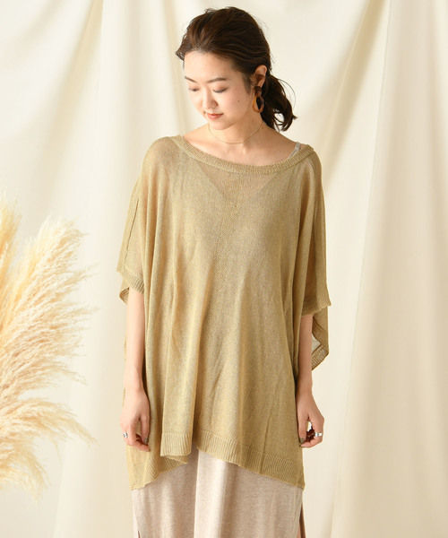 DouDou（ドゥドゥ）の「麻混ニットポンチョ（ニット/セーター・レディース・ベージュ/オフホワイト/カーキ・FREE）」の16枚目の写真