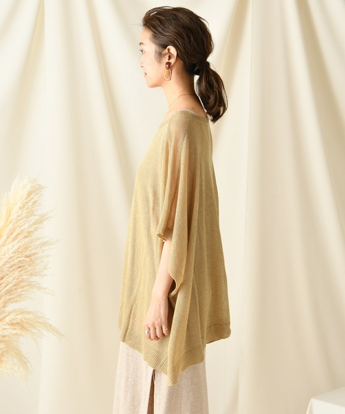 DouDou（ドゥドゥ）の「麻混ニットポンチョ（ニット/セーター・レディース・ベージュ/オフホワイト/カーキ・FREE）」の17枚目の写真