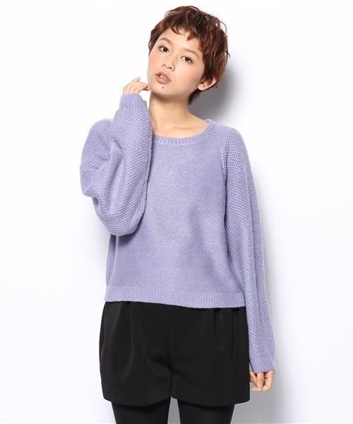 mystic（ミスティック）の「袖スクエア切替プルオーバー（ニット/セーター・レディース・ピンク/グレー/ラベンダー/ブラック・ﾌﾘ-）」の4枚目の写真