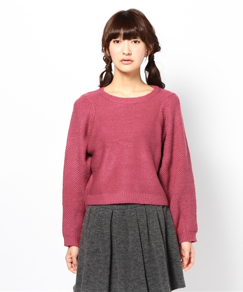 mystic（ミスティック）の「袖スクエア切替プルオーバー（ニット/セーター・レディース・ピンク/グレー/ラベンダー/ブラック・ﾌﾘ-）」の5枚目の写真