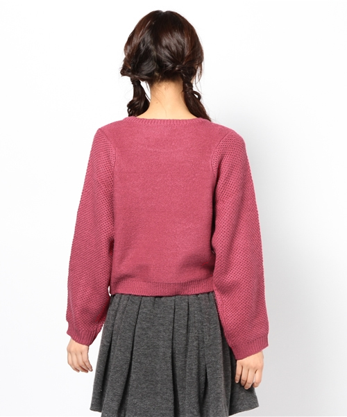 mystic（ミスティック）の「袖スクエア切替プルオーバー（ニット/セーター・レディース・ピンク/グレー/ラベンダー/ブラック・ﾌﾘ-）」の7枚目の写真