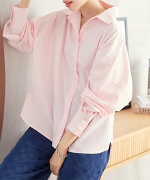 コットン混ルーズビッグシャツトップス