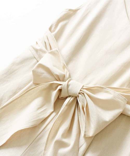 MODE ROBE(モードローブ)の「Vネックリボンオールインワン(つなぎ/オールインワン・レディース・ブラック/ベージュ/カーキ/オレンジ・FREE)」の15枚目の写真