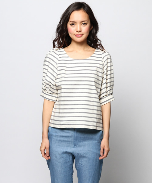 ROSE BUD（ローズバッド）の「(P.P) R1141-205DO （Tシャツ/カットソー・レディース・アイボリー/ネイビー・ONE SIZE）」の6枚目の写真