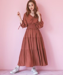 【Vacation trip】ロングティアードワンピース