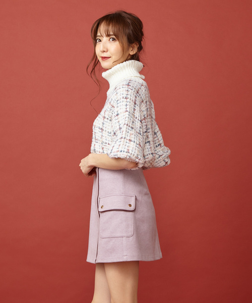 MIIA（ミーア）の「パイピング台形スカート（スカート・レディース・ブラック/ベージュ/ピンク・SMALL/MEDIUM）」の7枚目の写真