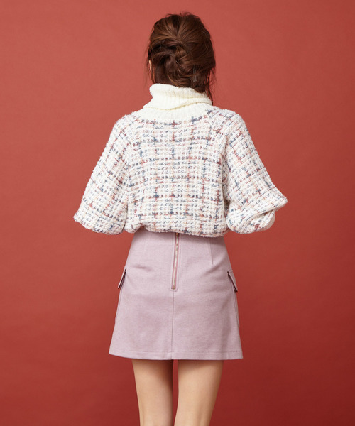 MIIA（ミーア）の「パイピング台形スカート（スカート・レディース・ブラック/ベージュ/ピンク・SMALL/MEDIUM）」の8枚目の写真