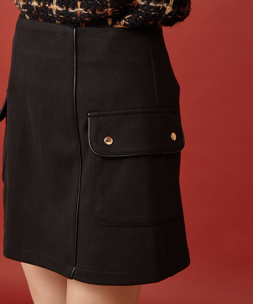 MIIA（ミーア）の「パイピング台形スカート（スカート・レディース・ブラック/ベージュ/ピンク・SMALL/MEDIUM）」の13枚目の写真