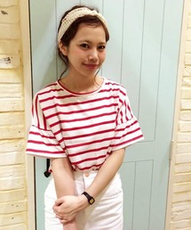 Kastane | 【Kastane】袖フレアーボーダーTOPS(Tシャツ/カットソー)