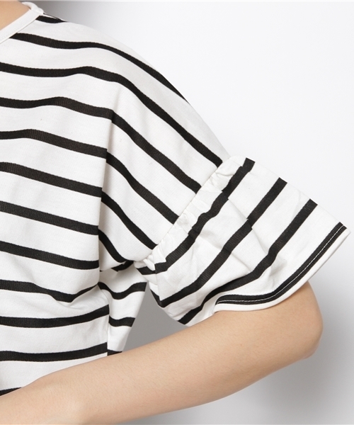 Kastane(カスタネ)の「【Kastane】袖フレアーボーダーTOPS(Tシャツ/カットソー・レディース・レッド/ブラック/グレー/その他/ホワイト・FREE)」の8枚目の写真